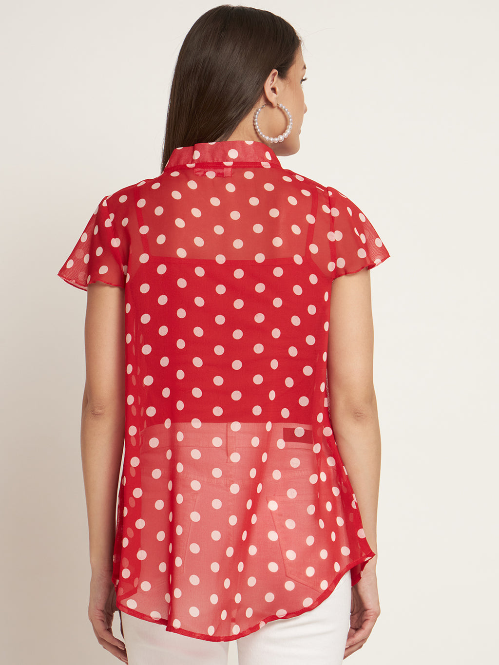 Curvydobe Casual Cap Sleeves Printed Women Red Top