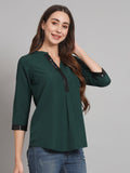 Curvydobe Green Mandrain Collar placket Top