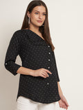 Curvydobe Women Boxy, Regular Fit Printed Lapel Collar Casual Shirt