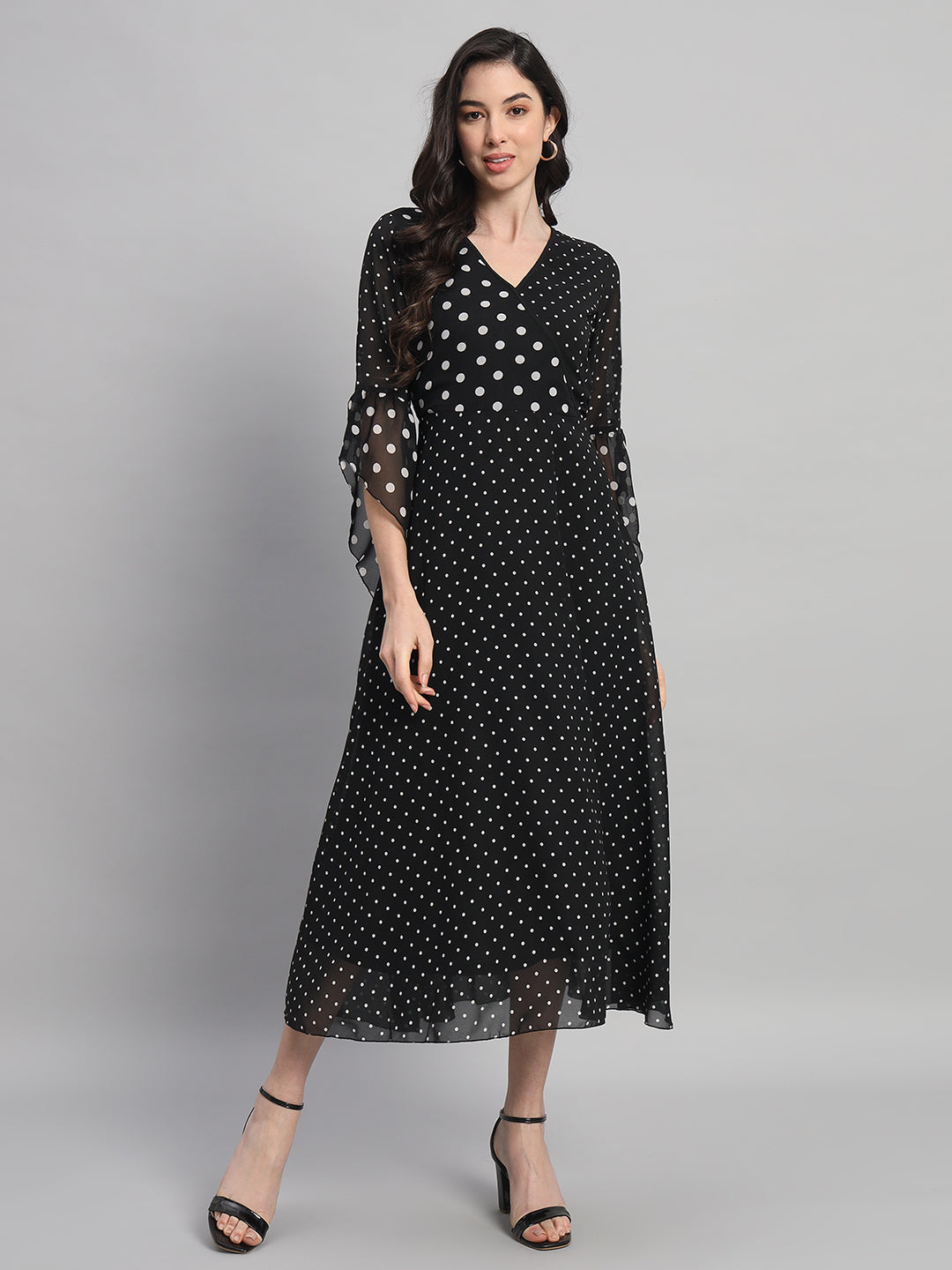 Curvydrobe Womens Polka-Dot Fit & Flare Dress
