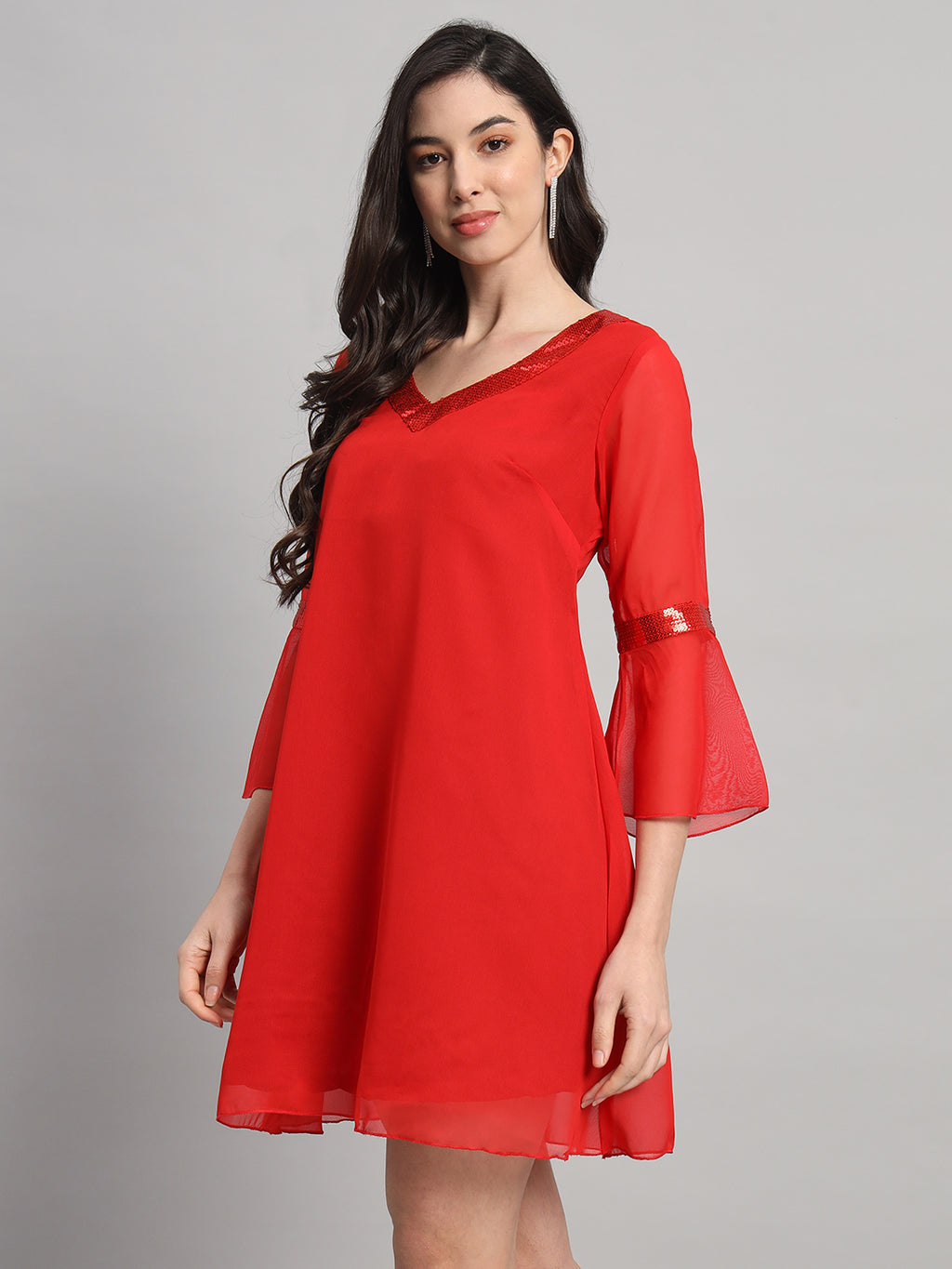 Curvydrobe Womens V Neck A line Dress