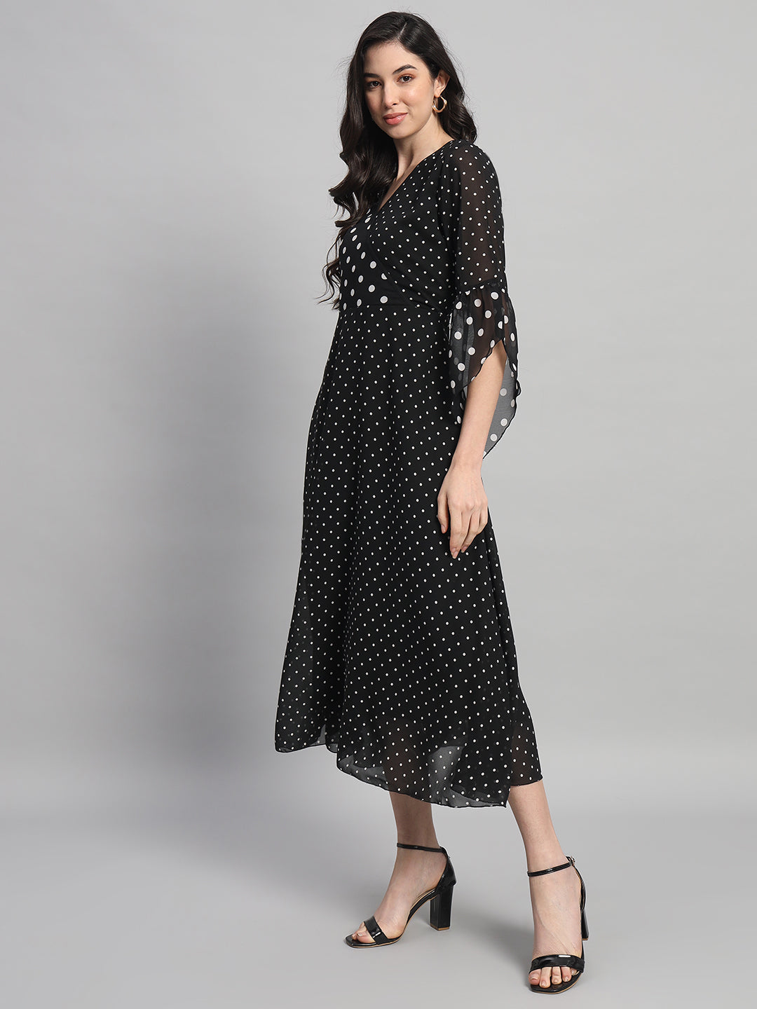 Curvydrobe Womens Polka-Dot Fit & Flare Dress