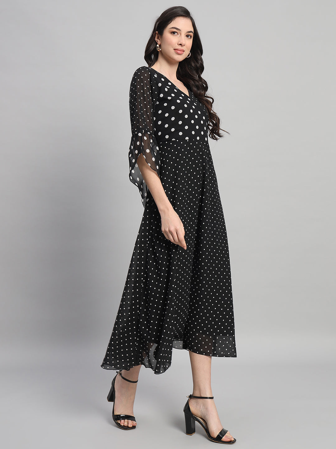 Curvydrobe Womens Polka-Dot Fit & Flare Dress
