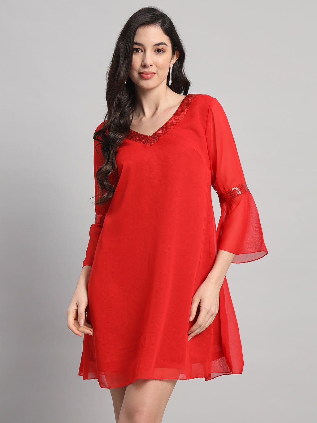 Curvydrobe Womens V Neck A line Dress