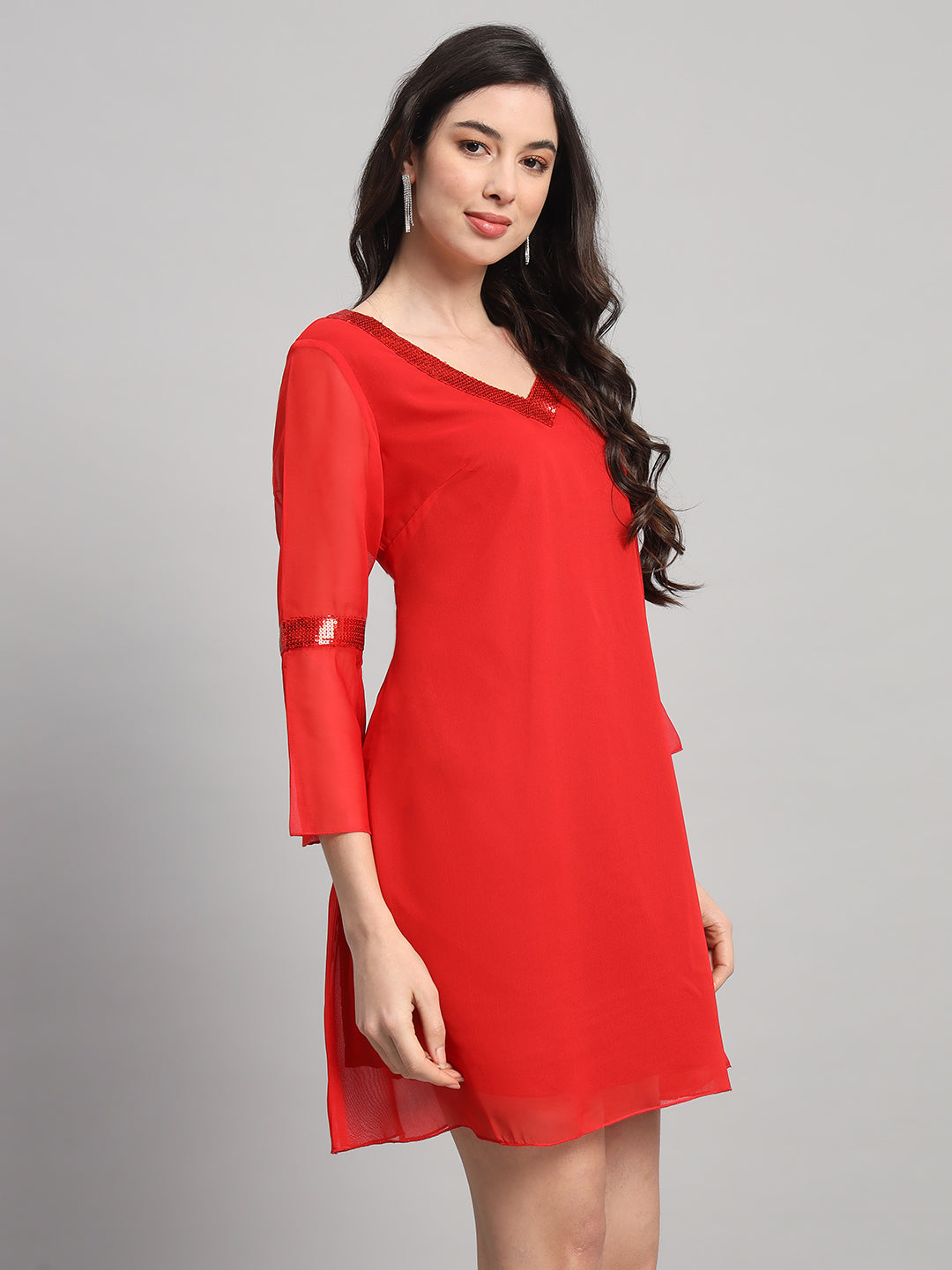 Curvydrobe Womens V Neck A line Dress