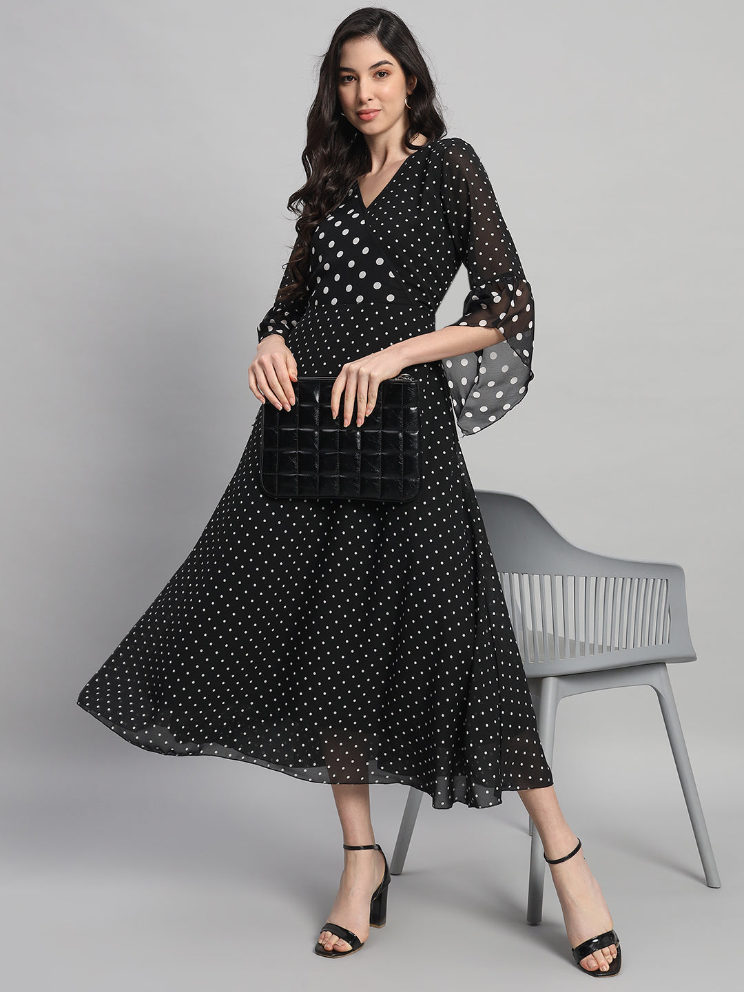 Curvydrobe Womens Polka-Dot Fit & Flare Dress