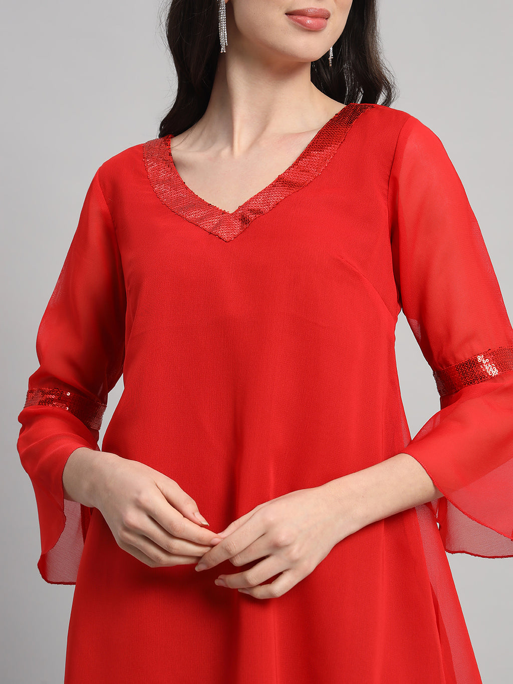 Curvydrobe Womens V Neck A line Dress