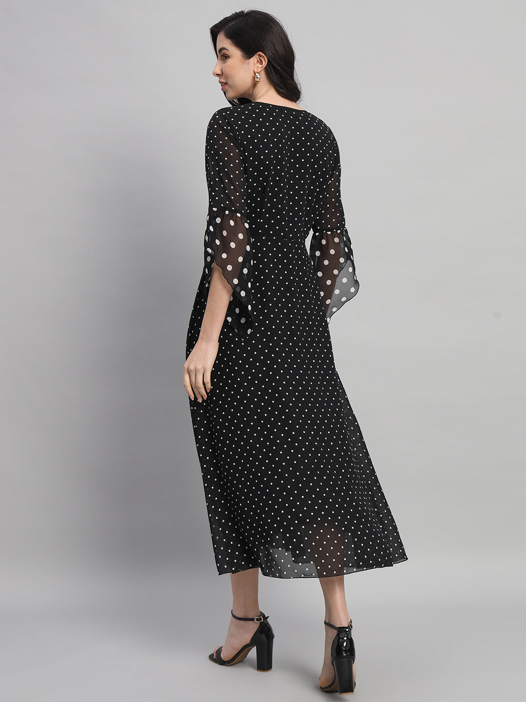 Curvydrobe Womens Polka-Dot Fit & Flare Dress