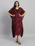 Curvydrobe Burgundy Animal Print Kaftan Dress