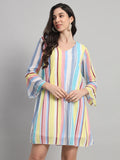 Curvydrobe Womens Multicoloured Striped Shift Dress