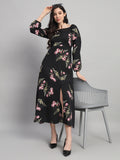 Curvydrobe Womens black floral Fit & Flare Dress
