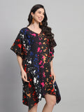 Curvydobe Womens Printed V-Neck Kaftan