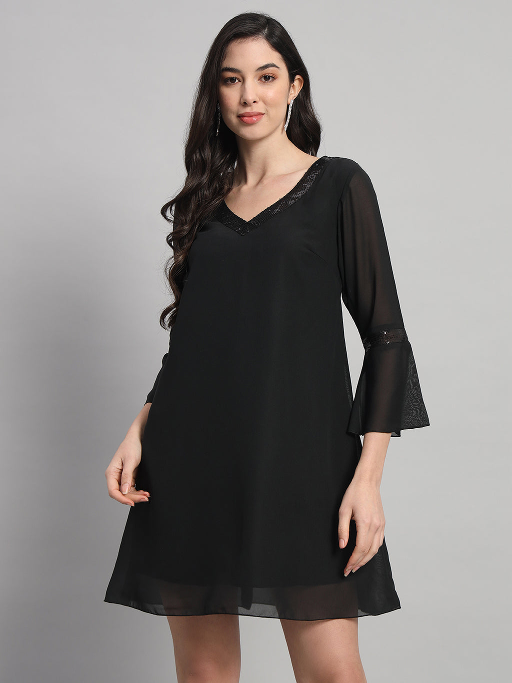Curvydrobe Womens V Neck A line Dress