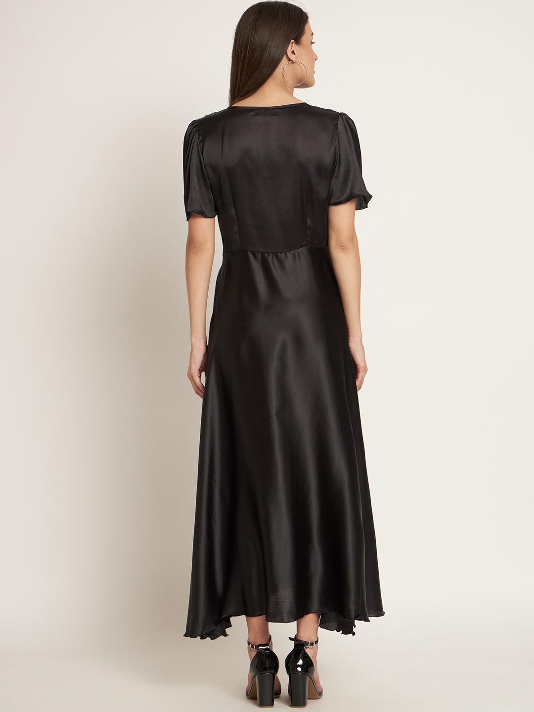 Curvydrobe Women Black Sequinned Detail Maxi Dress
