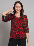 Curvydobe Black animal print Bell Sleeves top