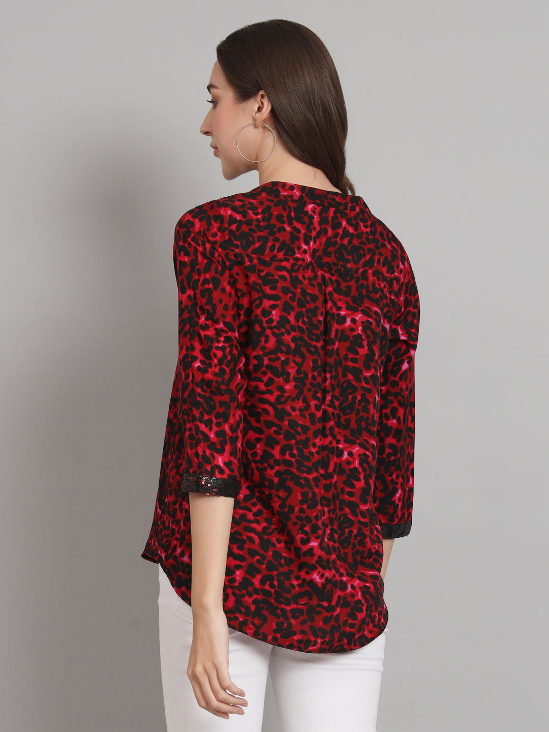 Curvydobe Burgundy Mandrain Collar placket Top