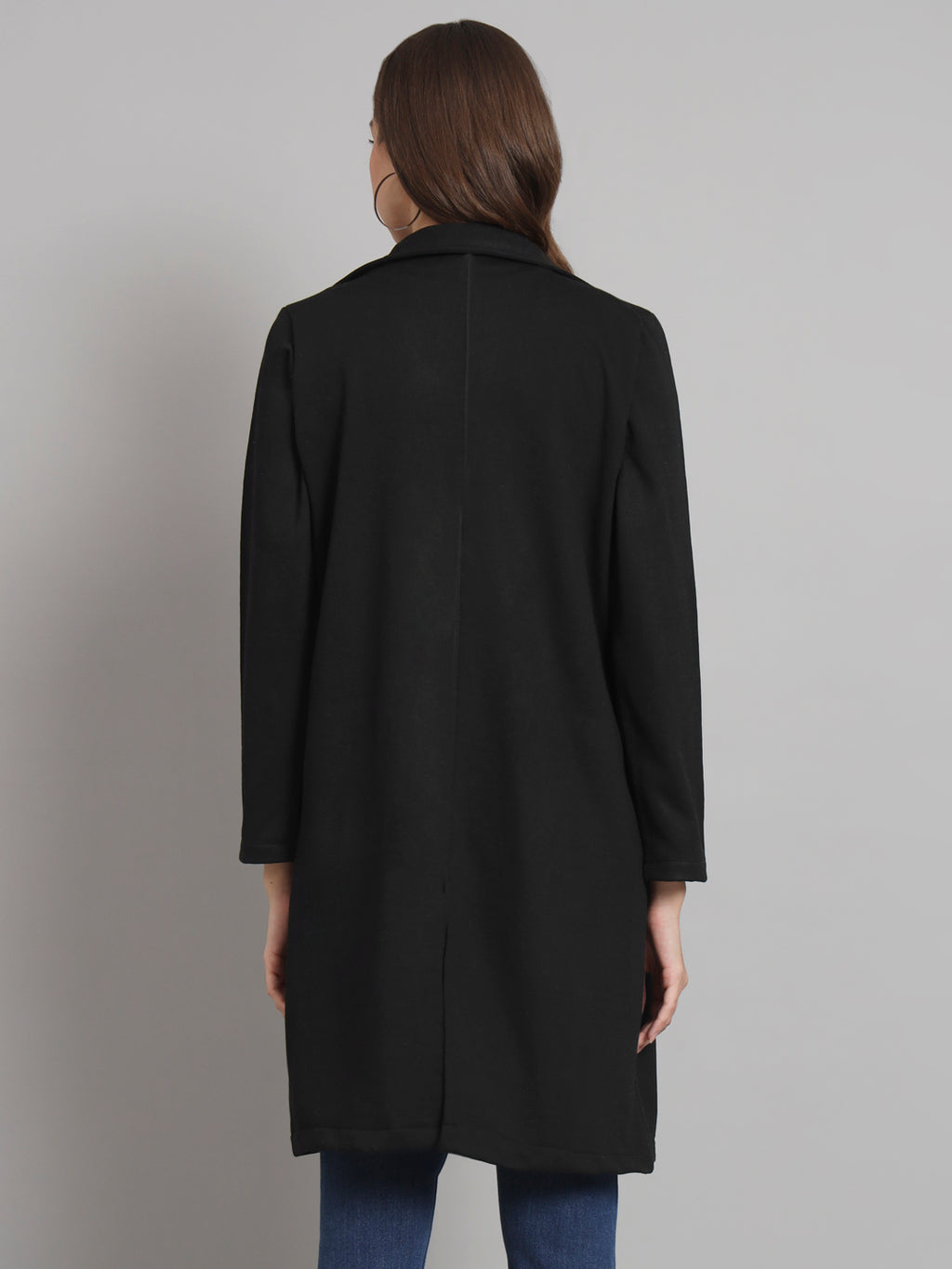 Curvydobe Black solid open front jacket