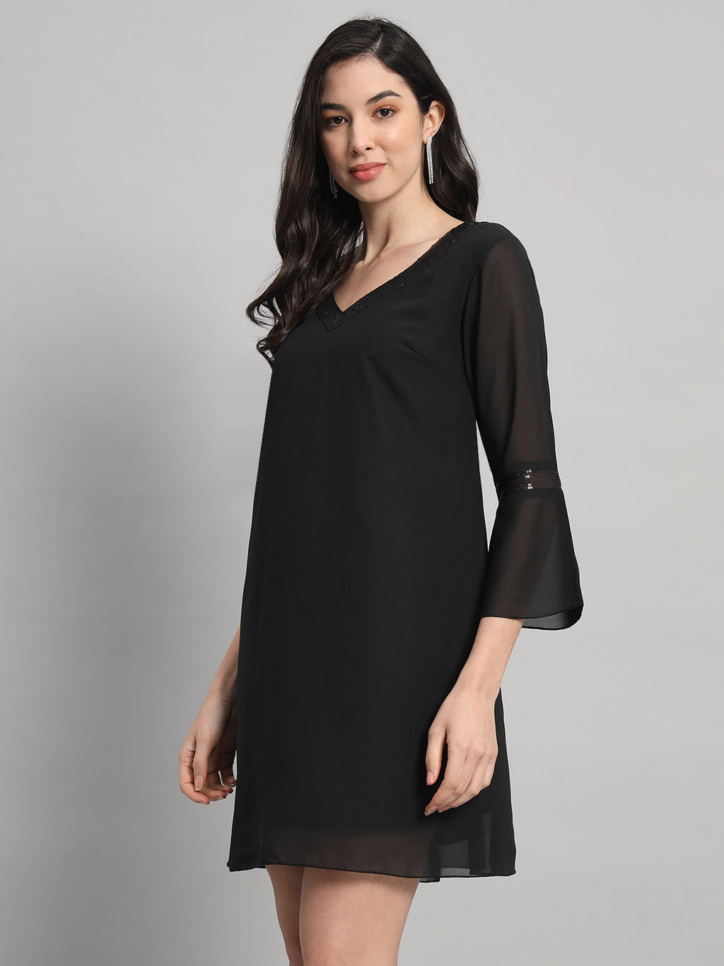 Curvydrobe Womens V Neck A line Dress