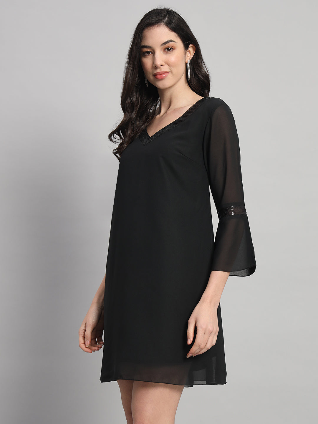 Curvydrobe Womens V Neck A line Dress