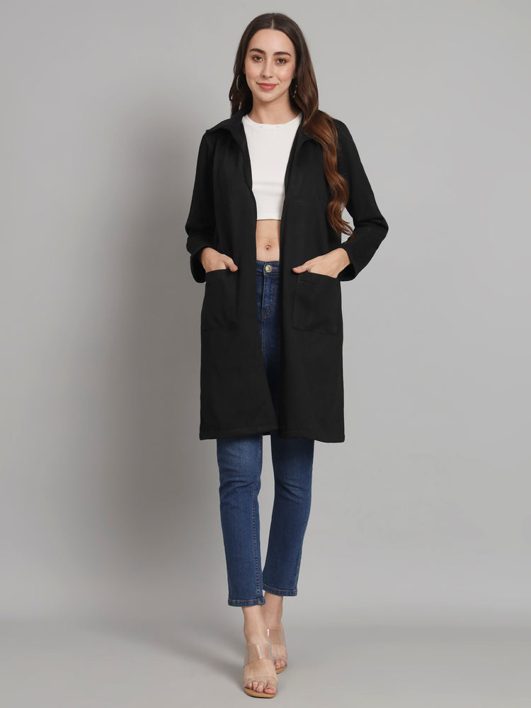 Curvydrobe Black solid open front jacket