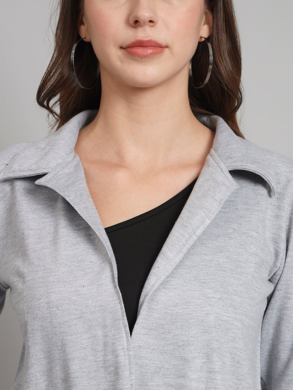 Curvydobe Grey solid open front jacket