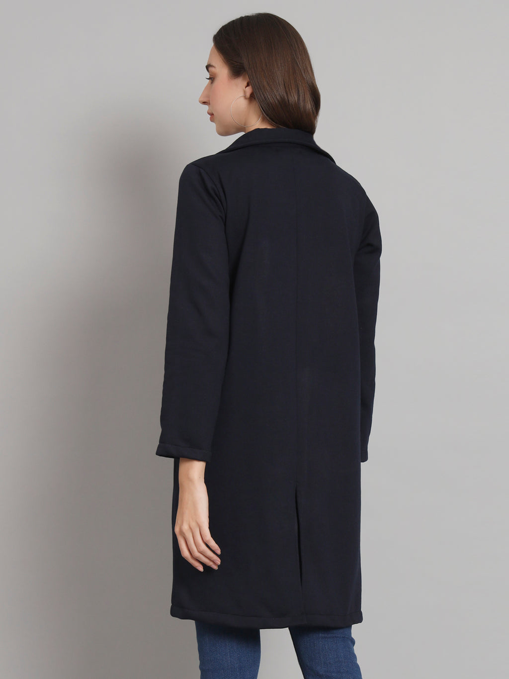 Curvydobe Navy solid open front jacket