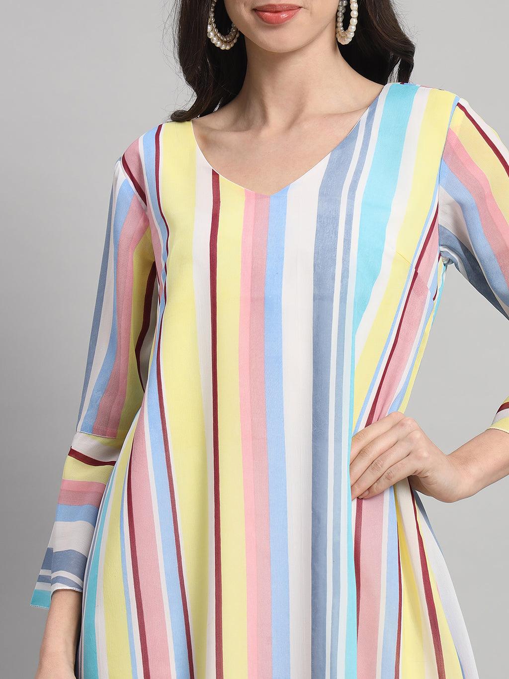 Curvydrobe Womens Multicoloured Striped Shift Dress