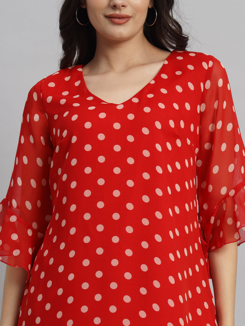 Curvydrobe Women Red Polka Dot Print A-Line Mini Dress