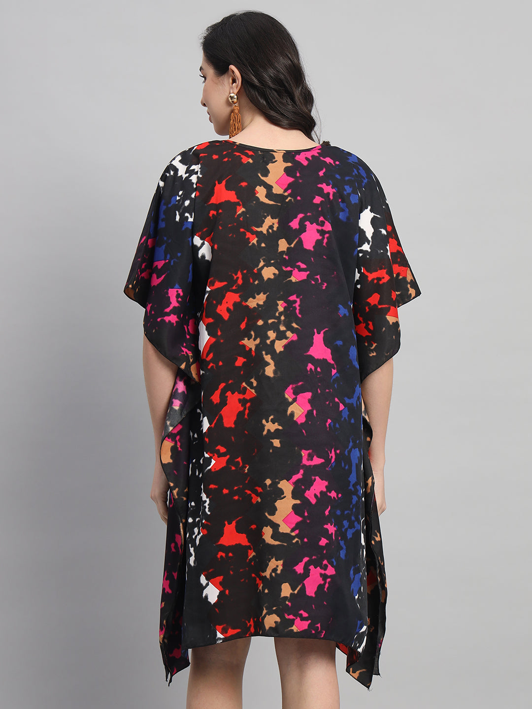 Curvydobe Womens Printed V-Neck Kaftan