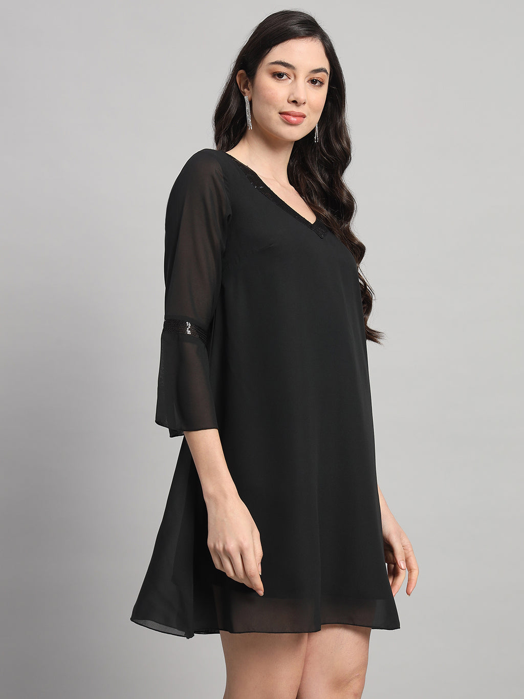 Curvydrobe Womens V Neck A line Dress