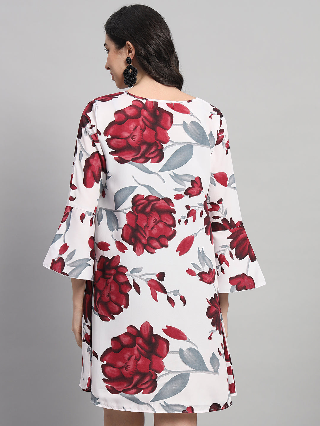 Curvydrobe Womens White Floral Print A line Dress