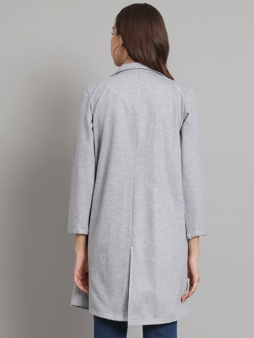 Curvydobe Grey solid open front jacket