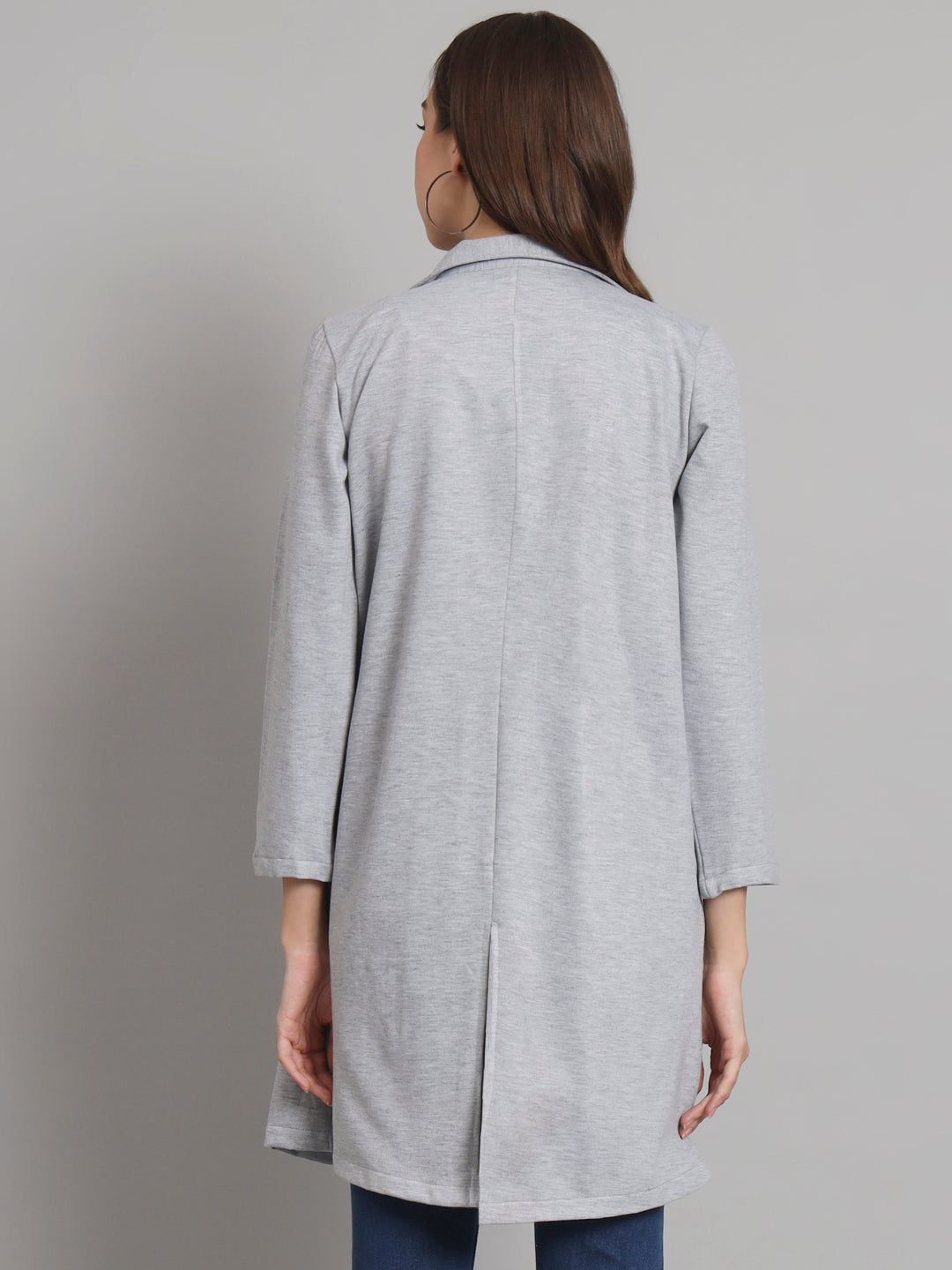 Curvydobe Grey solid open front jacket