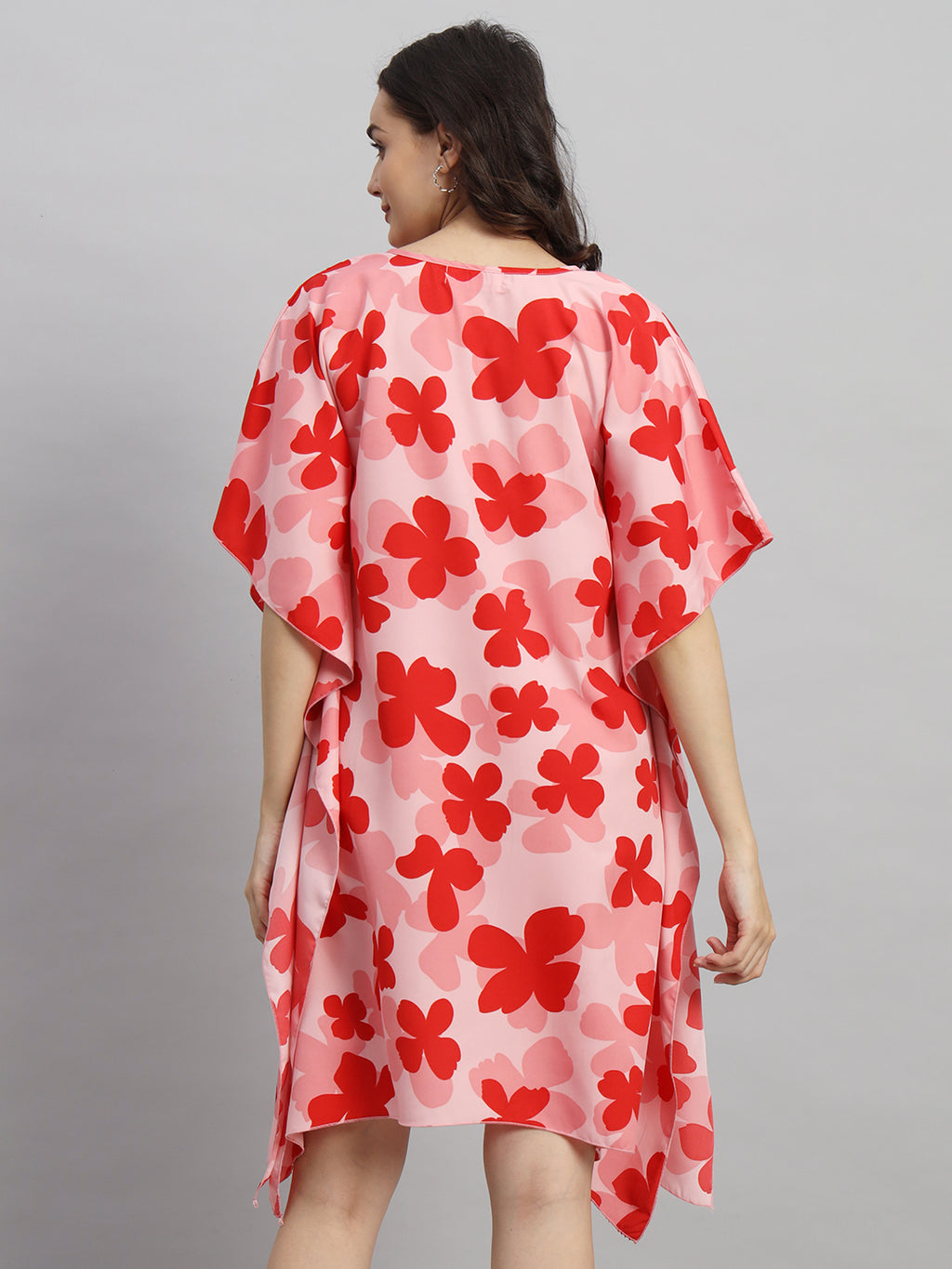 Curvydrobe Peach Floral Printed Kaftan Dress