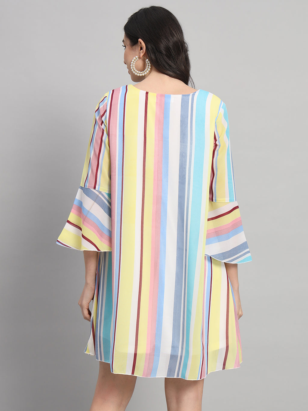 Curvydrobe Womens Multicoloured Striped Shift Dress