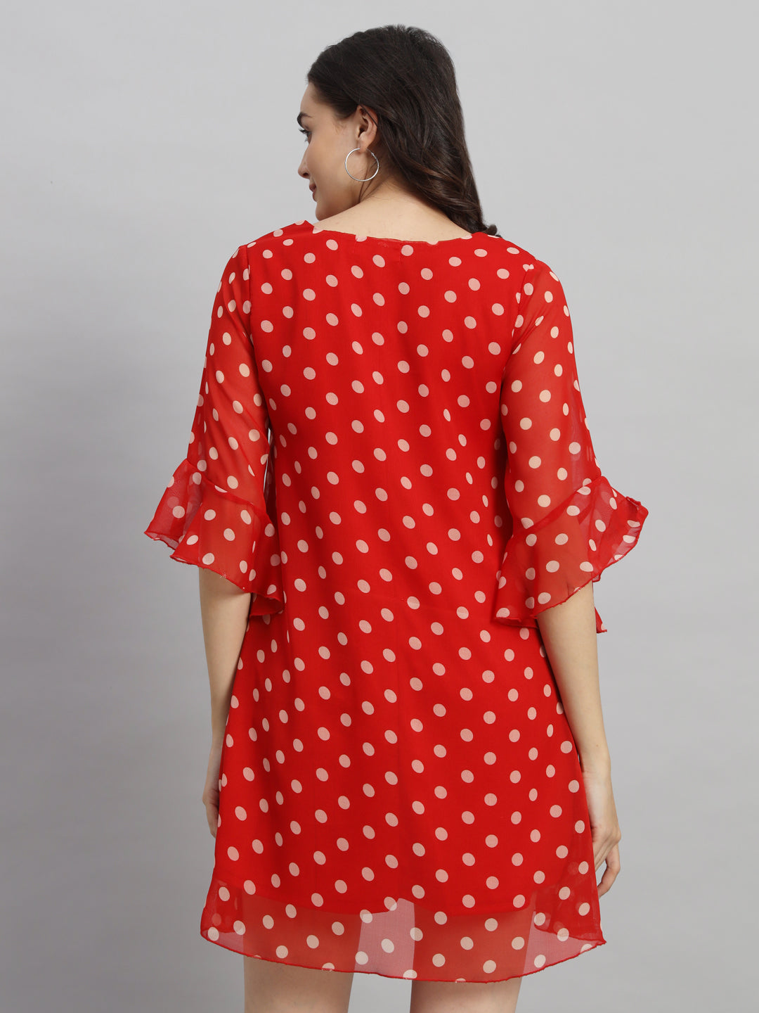 Curvydrobe Women Red Polka Dot Print A-Line Mini Dress